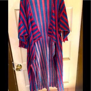 Lularoe Shirley! Long Kimono/Cardigan! Colors are blue and red/pink!